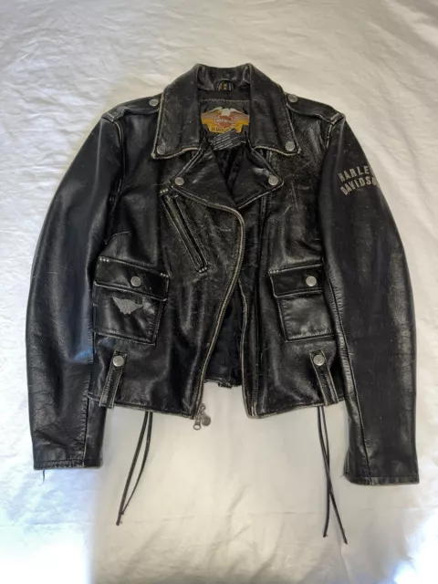 Vintage Leather Harley Davidson Biker Jacket (women’s Medium)