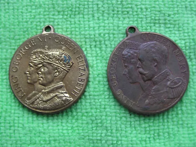 2 x VINTAGE ROYAL CORONATION MEDALS for KINGS GEORGE V & VI - ELECT & ROWNTREE