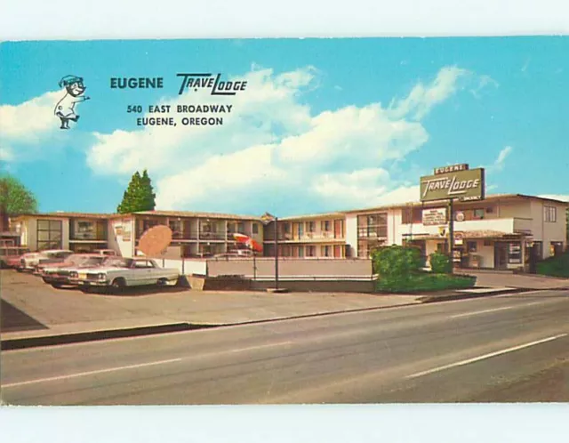 Unused Pre-1980 OLD CARS & TRAVELODGE MOTEL Eugene Oregon OR 60.000 cards u2936@