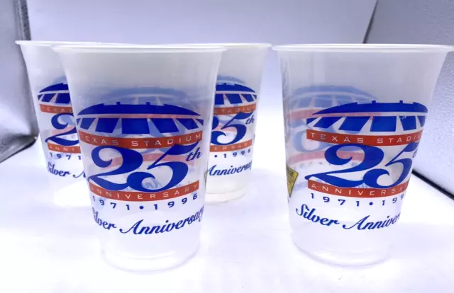 Vintage Dallas Cowboys 25th Anniversary Silver Solo Cups Set Lot 4 1971 - 1998