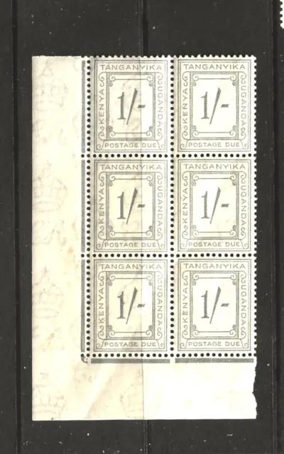 Kenya, Uganda, Tanganyika 1935 Block of 6 one shilling Postage Due stamps, mnh