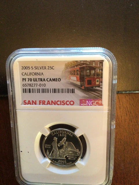 2005-S Proof California Silver Quarter - NGC PF70 Ultra Cameo Trolley core
