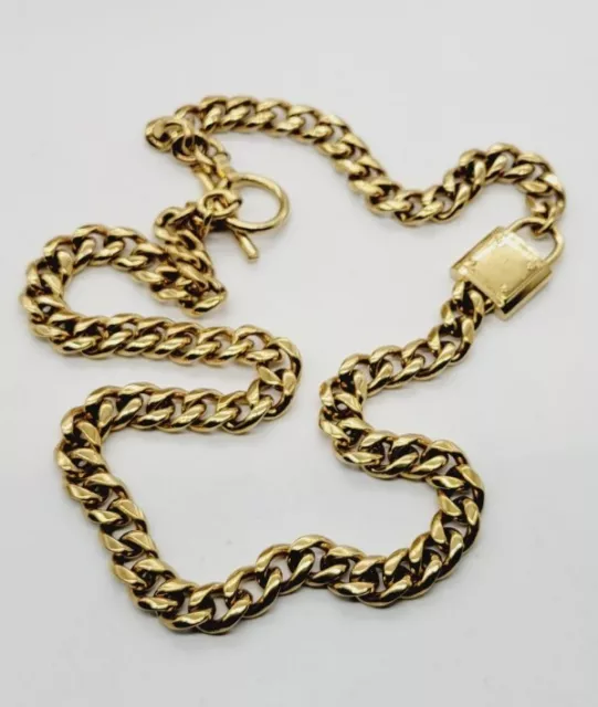 MICHAEL KORS Gold tone Padlock Pendant Chain Long NECKLACE 32”