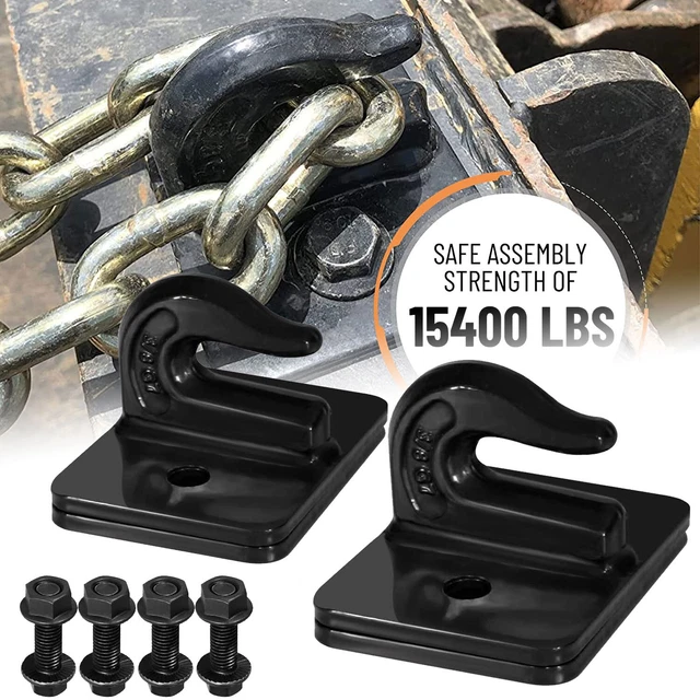 2PCC 3/8& BOLT On Grab Chain Hooks For Skid Steer Loader Plate Tractor