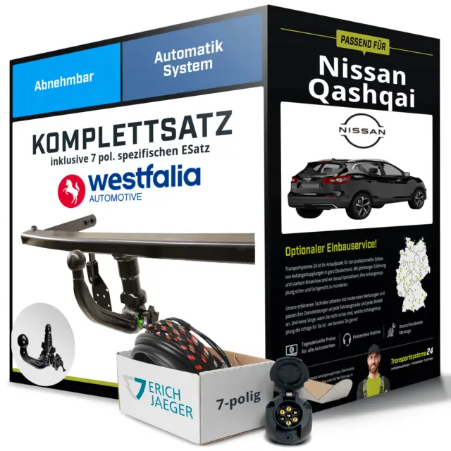 Anhängerkupplung WESTFALIA abnehmbar für NISSAN Qashqai +E-Satz Kit