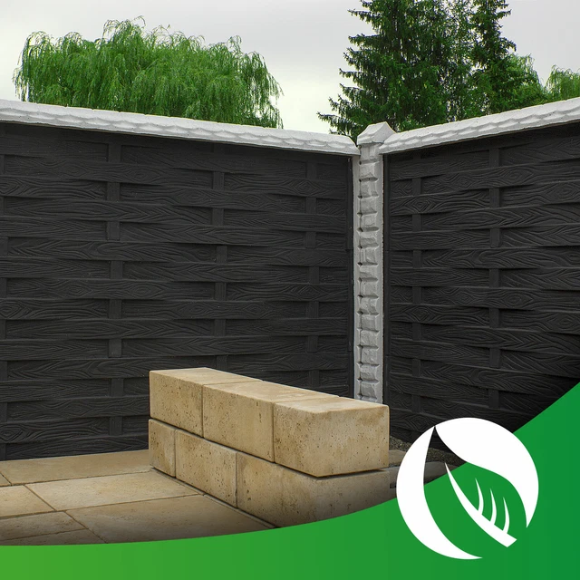 30M BETONZAUN SICHTSCHUTZZAUN Zaun einseitige Struktur Holzoptik 2m