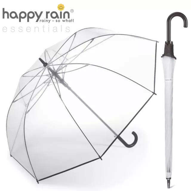 happy rain XL Golf Regenschirm transparent durchsichtig mit Automatik Ø122cm