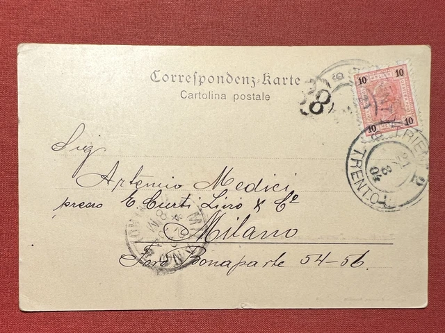 Cartolina - Trento - Imperial Hotel Trento und Dante-Denkmal - 1904 2