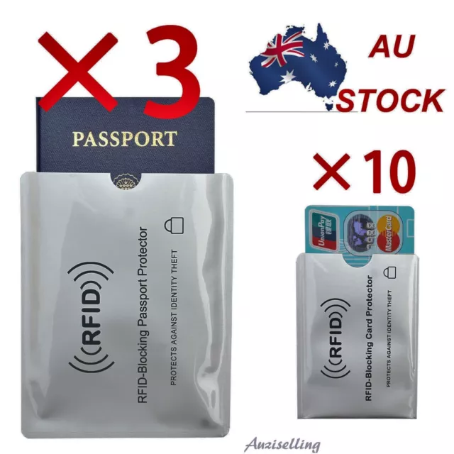 Quality 3 x Passport ,10 x RFID Blocking ID Credit Card Protector Sleeve holder