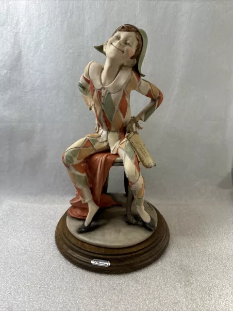 Giuseppe Armani Florence Capodimonte Jester Clown Harlequin Figurine Italy 11.5"