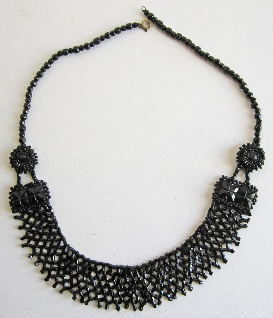 Collier Perles De Jais Noir – Longueur 62 Cm – Vintage Et élégant
