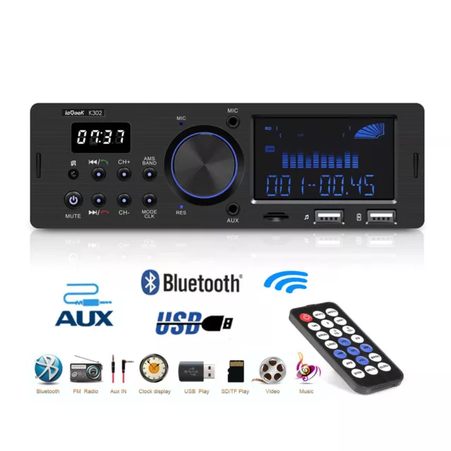 Autoradio Bluetooth 5.0 Poste Radio Voiture Bluetooth avec LCD Affichage Horloge