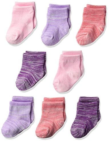 Hanes Ultimate Baby Flexy Ankle Length Socks 8-Pack,, Purple/Pink, Size  zYRe 0-
