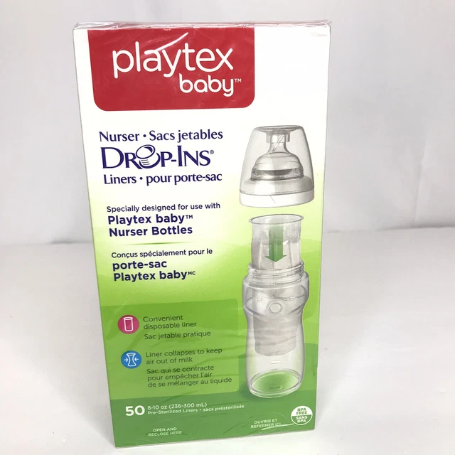 Playtex Baby Drop Ins Liners for Nurser Bottles 8-10 oz 50 Count