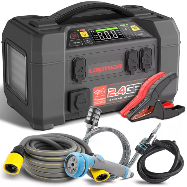 LOKITHOR Jump Starter with Car Washer 2500A Booster Starter Lithium Jump Box Kit