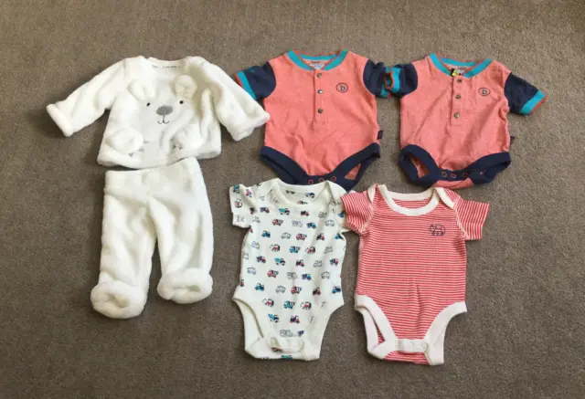 Neu Baby Junge Konvolut TED BAKER M&S F&F Little Ones Neugeboren & Aufwärts Bodysuits