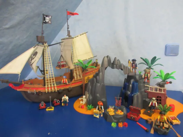 5135 6679 Piratenschiff Piraten Insel Palmen Figuren 3 Kanonen   Playmobil 3795