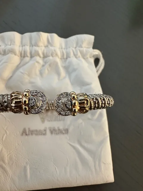Alwand Vahan Bracelet Sterling Silver & 14K Gold - 0.14 cts Diamonds - 6mm Width