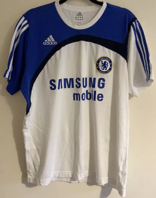 T-shirt da uomo Chelsea FC 2007 Training collo rotondo. Taglia L. Bianco. Logo. INCONTAMINATO