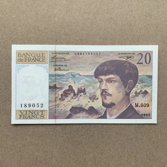 Claude Debussy 1993 Pre-Euro French 20 Francs Banknote. France Currency. painter 2