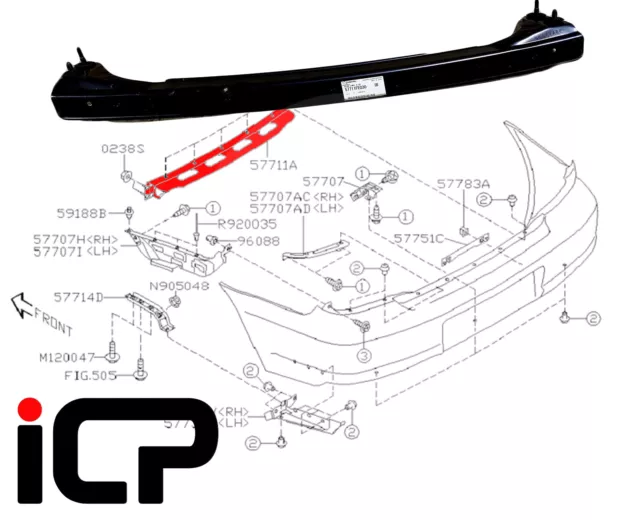 Rear Bumper Upper Support Bracket Fits: Subaru Impreza 00-07 WRX STi