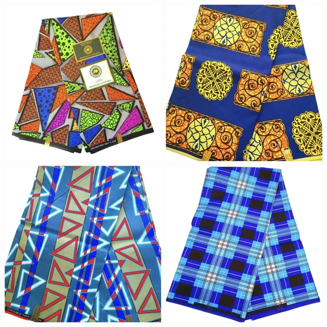 African wax print 6yards, ankara 6yards fabric, African fabric 6yards blue Red