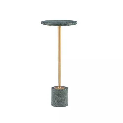 Drink Metal Marble Top and Base Ayleen Side Table, Green and Gold