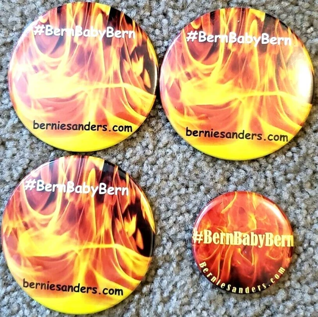 Bernie Sanders "#BernBabyBern" 2016 Political Pins Set of 4