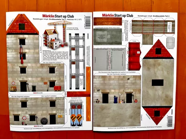 Märklin 2x Bastelbogen H0: Großbaustelle Teil 1 + 2