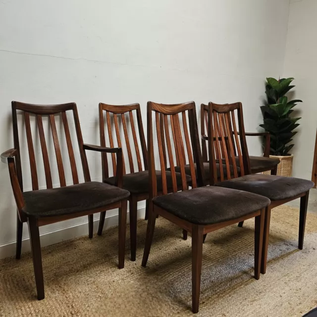 G plan Dining Chairs Set of 6 Mid Century Vintage Retro Teak Upholstery DELIVERY