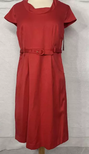 Merona Dress Classic Retro Style Belted Red Sheath Women’s Size 8 W/ Pockets