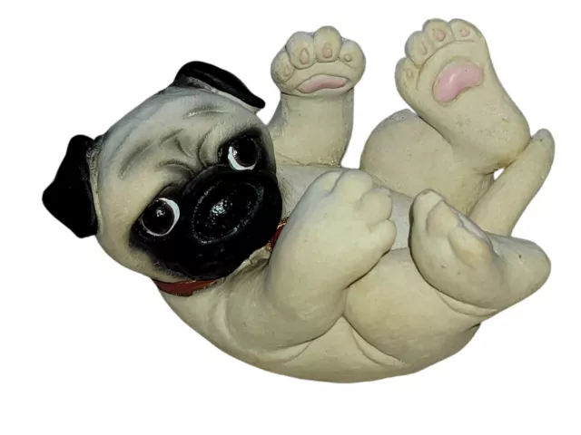 Vintage Pug Puppy Highly Detailed Resin Figurine 5"