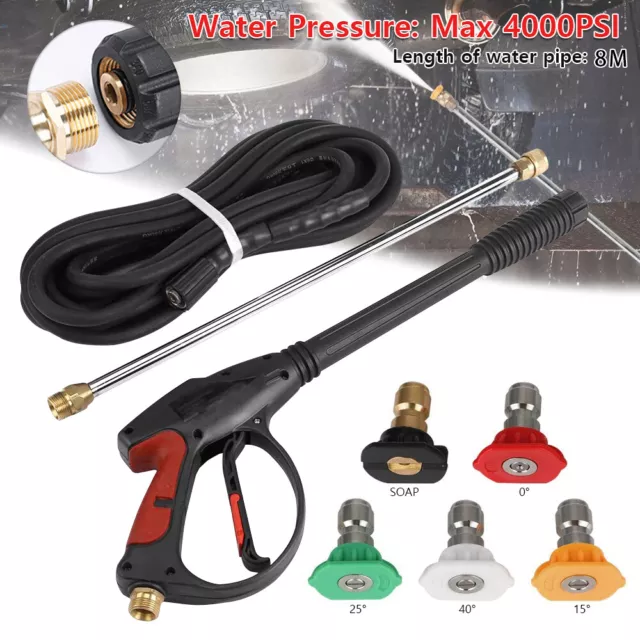 High Pressure 4000PSI Car Power Washer Gun Spray Wand Lance Nozzle and Hose Kit