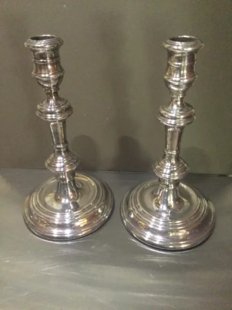 Pair of Silver Plated Candlesticks 210cm high