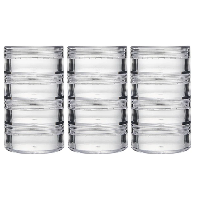 3 juegos botella de vidrio Clear Jar pequeño vaso redondo recipiente apilable para lotio