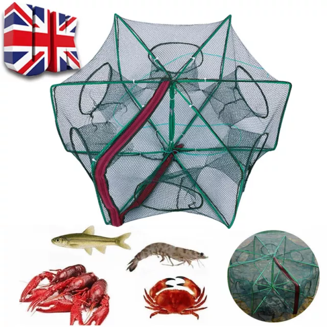 6 Holes Foldable Shrimp Cast Cage Crab Fish Crayfish Prawn Trap Fishing Net W