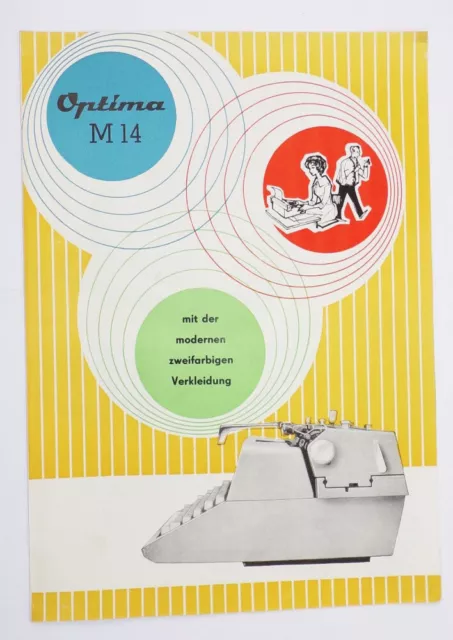 Optima M14 Máquina de Escribir Publicidad Folleto 1961 DDR Anuncio