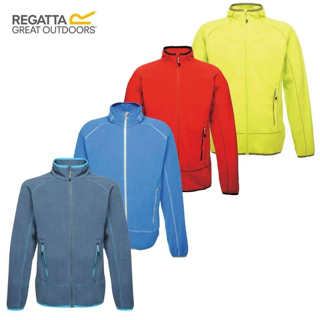 Regatta Mens Ashmore Micro Fleece Full Zip Jacket Coat High Vis Pockets Outdoor