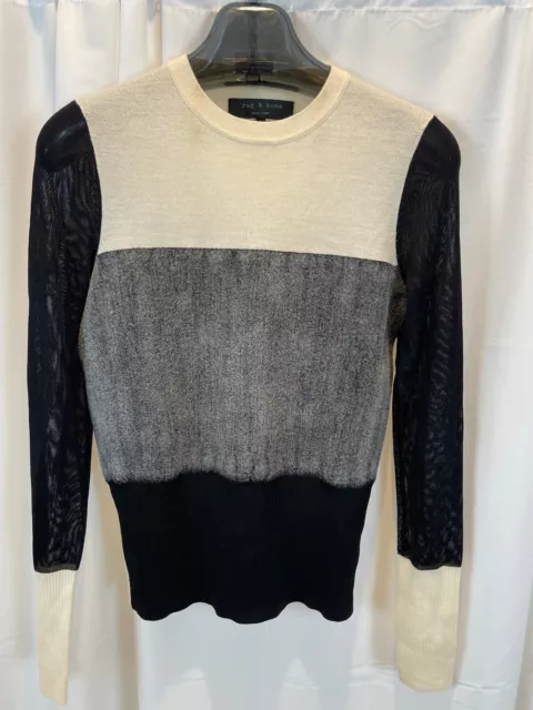 NEW Rag & Bone Sz XS Womens Marissa Fine Knit Wool Colorblock Sweater NWOT