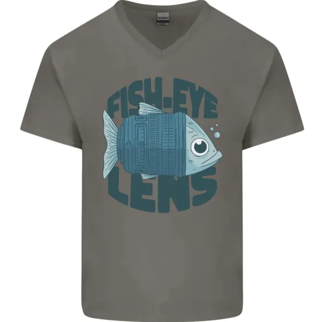 T-shirt da uomo scollo a V cotone con obiettivo Fisheye