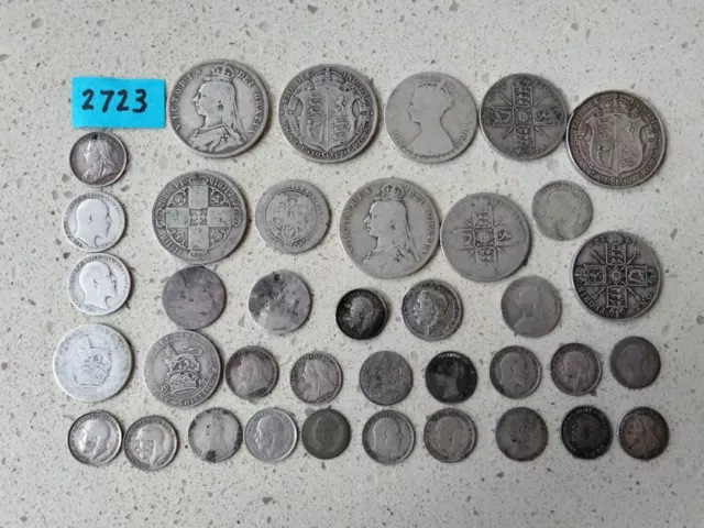 Job Lot of 38 Pre 1920 (0.925) Silver Scrap Coins 167 Grams