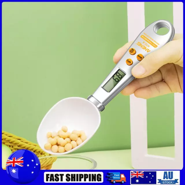 2 in 1 Digital Spoon Scale Food Thermometer for Baking Frying Grilling (White)