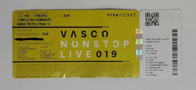 Biglietto Concerto Vasco Rossi 2019 2