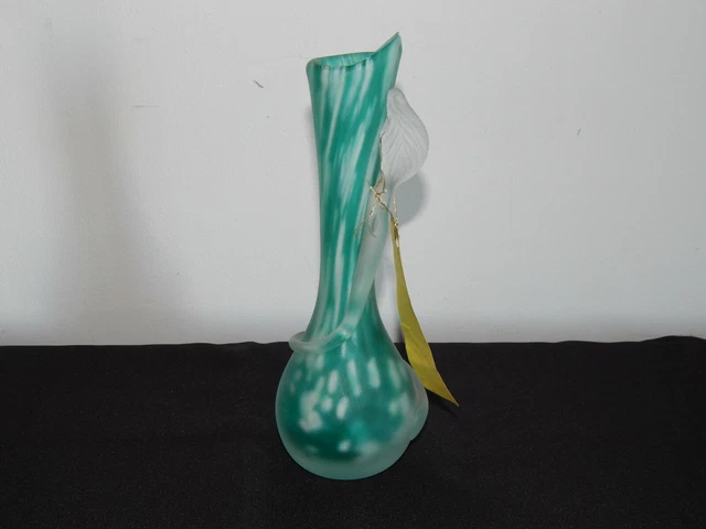 VASE EN PÂTE de VERRE Soufflé Fait Main Signé VIA LAMARTINE Vannes le