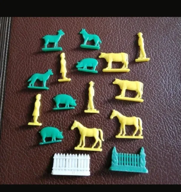 Alte Margarine Figuren Bauernhof Tiere Figuren Zaun  Sammeln Retro Kunststoff