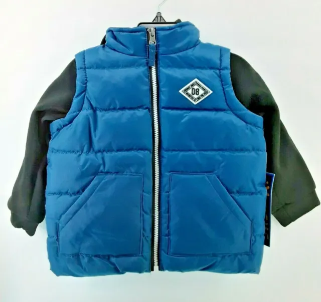 New iXtreme Boys Puffy Vest Hooded Jacket Size 2T Blue & Black Toddler Comfy