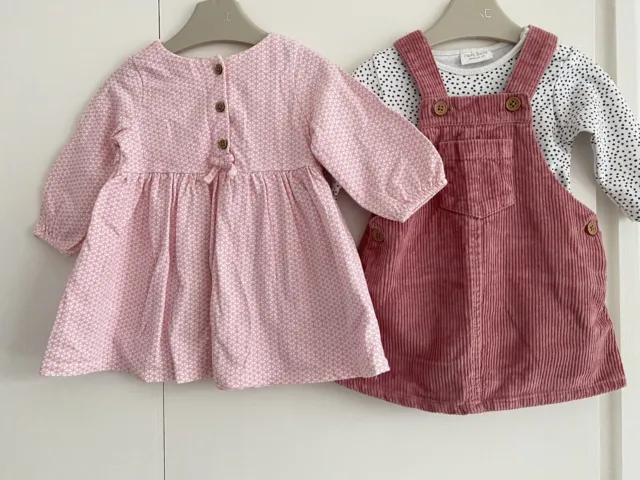 Baby Girls NEXT 0-3 Months Dress Putfit Bundle Pink Pinafore Spots GC