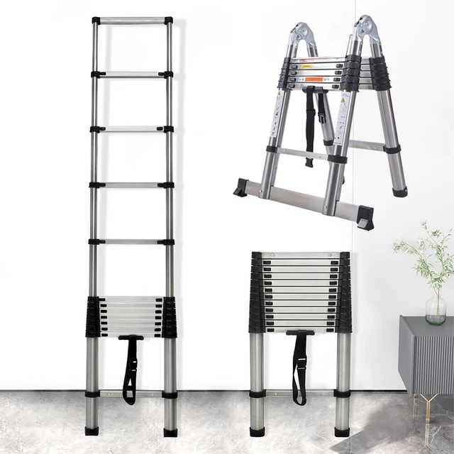 TELESCOPIC LOFT LADDER Extendable Collapsible Step Ladders Securing