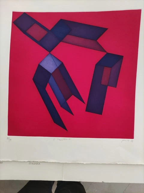 Gravure Achille Perilli "Whript" – Acquatinte Originale 1993 – Signée – 70x70 Cm