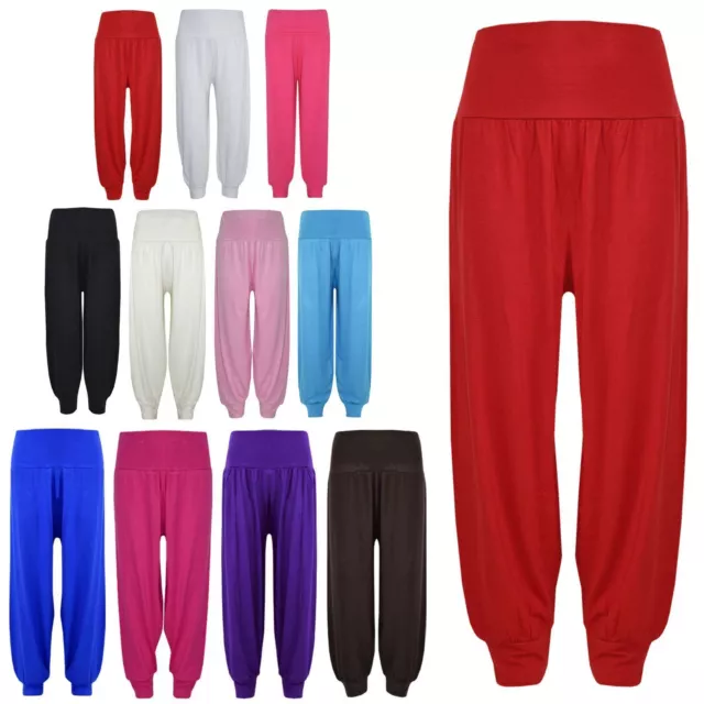 Kids Girls Ali Baba Harem Trouser Plain Color Fashion Trendy Leggings 2-13 Years